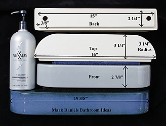 rounded shower shelf measurements